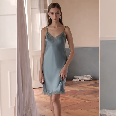 dongguan loungewear factory, dongguan loungewear  silk slip dress  supplier