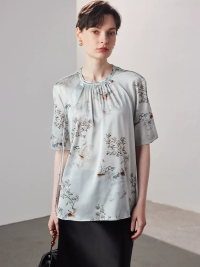dongguan womenwear factory, dongguan womenwear  silk blouse  supplier