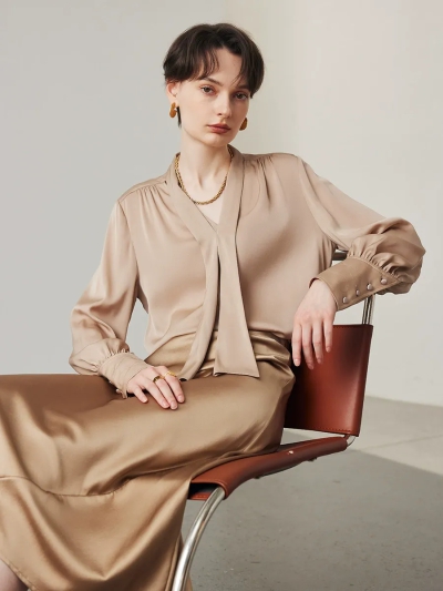 dongguan womenwear factory, dongguan womenwear  silk blouse  supplier